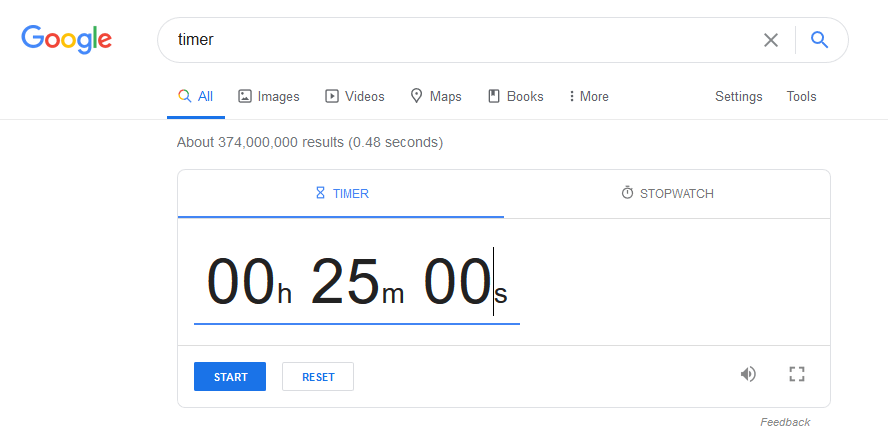 google pomodoro timer